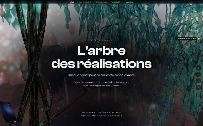 Expérience 3D — L'arbre, portfolio vivant (démo)