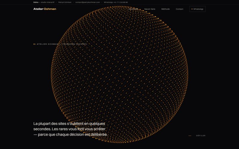 Expérience 3D — Atelier Ochman, studio interactif (démo)