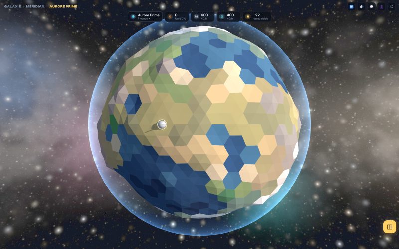 PULVISOL — jeu spatial 4X : planète en hexagones en 3D temps réel (projet personnel)