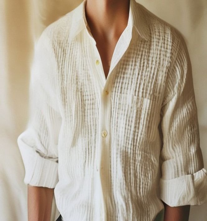 Rayon Chemises et polos — chemise blanche en coton gaufré