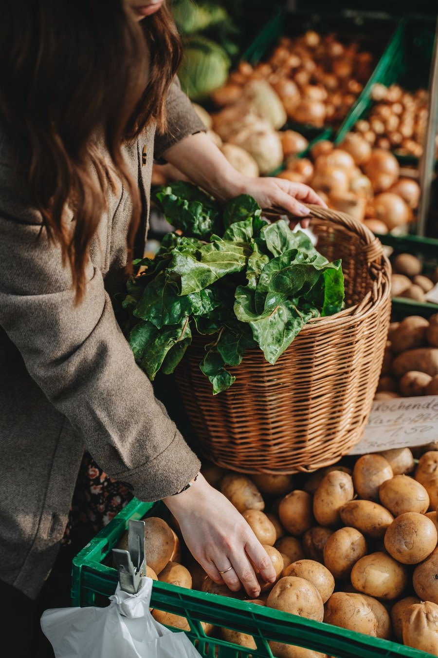 Le panier du marché — légumes et verdures du matin