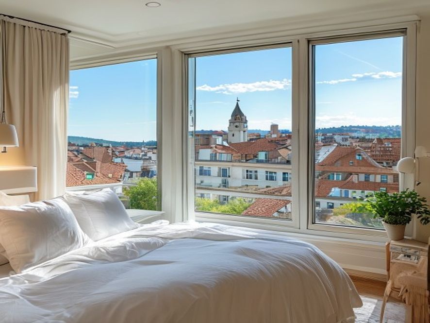 Attique lumineux, vue sur les toits — Fribourg, Pérolles