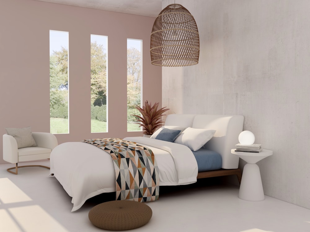 Chambre repeinte en rose poudré