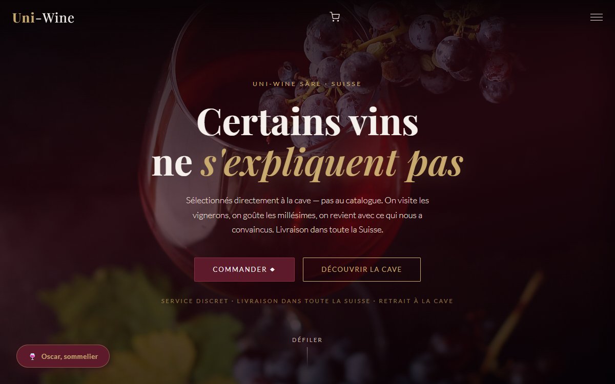 Site réalisé — Uni-Wine, sélection de vins, Suisse
